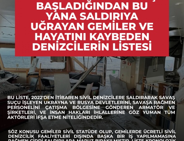 RUSYA-UKRAYNA SAVAŞI BAŞLADIĞINDAN BU YANA SALDIRIYA UĞRAYAN GEMİLER VE HAYATINI KAYBEDEN DENİZCİLERİN LİSTESİ
